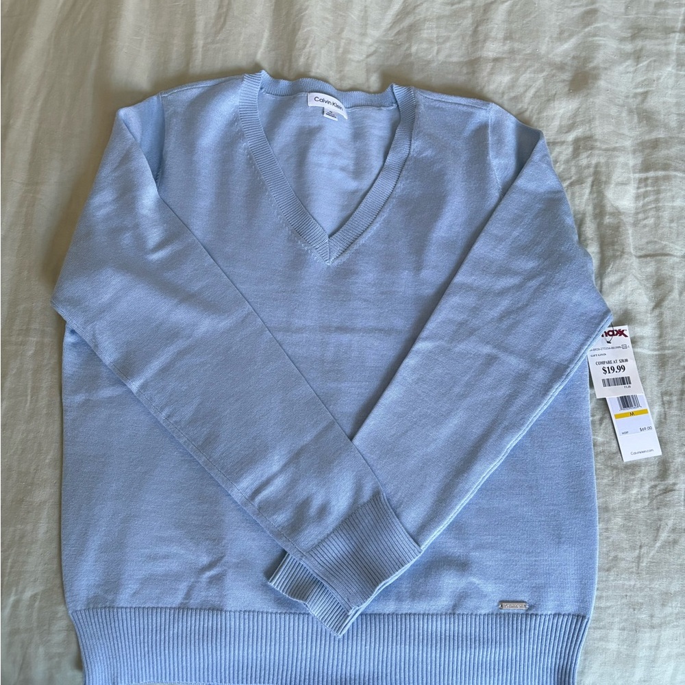 Calvin Klein Men's Sky Blue V-Neck Sweater